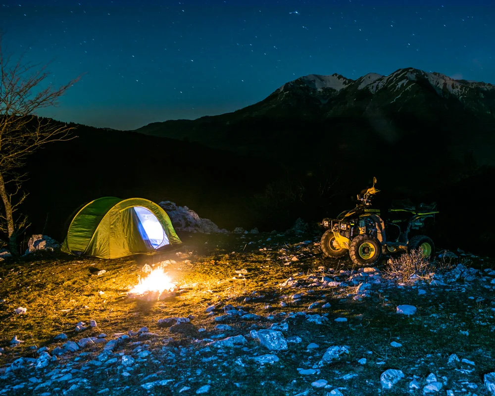 quad bike rental and overnight stay in a tent